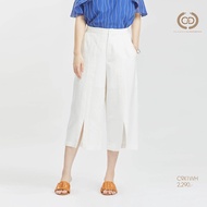 กางเกงขายาว กางเ﻿กงผู้หญิง C&amp;D Linen Pants ทรง Front Slit Pants ขาสี่ส่วน เนื้อผ้าลินินพรีเมี่ยม สีขาว (C9X1WH)