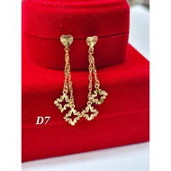 Wing Sing 916 Gold Love Stud Hanging Earrings / Subang Paku Emas 916
