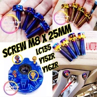 SCREW M8x25MM TITANIUM GOLD SPROCKET HUB / FOOTREST BRACKET Y15ZR LC135 Y16ZR V8 FI PEMIJAK KAKI SKR