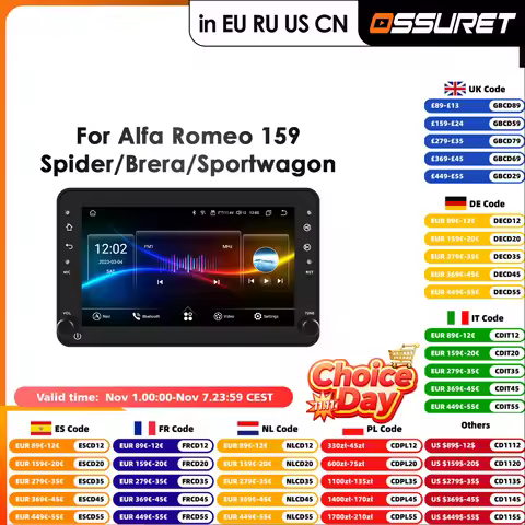 7'' Carplay Android 1Din Car Radio GPS for Alfa Romeo 159 Brera Spider Sportwagon Multimedia Video P