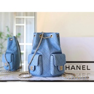 Ready Stock Level Synchronous Packaging 26C Early Spring Drawstring Backpack Light Color Denim Draws