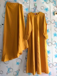Gamis Syari wolfis polos Setelan Khimar dan 2 Cadar Bahan Wolfis Lux Size S-XXL / Gamis Set Khimar C