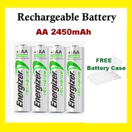 Energizer Rechargeable Battery Bateri AA 2450mAh 1.2V Ni-MH NiMh FREE Battery Storage Case