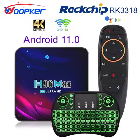 Woopker H96 MAX Rockchip RK3318 Smart TV Box Android 11 4G 64GB Support AV1 Wifi BT TVBOX Media Play
