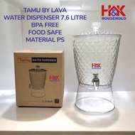 Transparent Crystal Water Dispenser 7.6L | Dispenser Air Kristal Akrilik dengan Tapak 7.6L