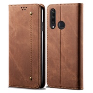 Huawei Y6P Case WindCase Retro Denim Leather Flip Wallet Stand Case Cover for Huawei Y6P