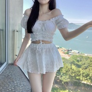 ชุดว่ายน้ำผู้หญิง ทูพีช ชุดว่ายน้ำกระโปรง มีซับใน สไตล์แฟชั่นและน่ารัก#0278