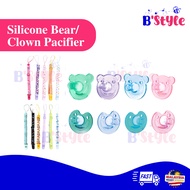 B'Style Avent OEM Pacifier Silikon Bentuk Bear / Clown Dengan Tali Pacifier Untuk Bayi 0 Bulan+