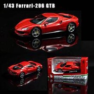 1:43 Scale Bburago  296GTB Alloy Diecast Model Car, Collectible And Toy, Suitable As Holiday Gift