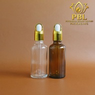 50ml Thick Glass Bottle 50ml Serum Bottle/ Essential Oil Bottle & 50ml Dropper Bottle - Gold CoverRi