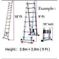 Ecohome Multifunction Telescopic Ladder  2.8m+2.8m (9FT)