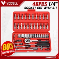 VODELL 46PCS Wrench Set Spanner Socket Tool Set Chrome Vanadium Box SATA Sepana Alatan Tangan Soket 