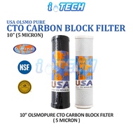USA OLSMOPURE 10" CTO Carbon Block Filter - 5 Micron - 100% Coconut Shell Activated Carbon ( Black /