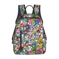 Tokidoki Cute Cartoon 14.7 Inches Backpacks Book Bag for Students Commuting, Print Backpack Durable Travel Bags with Multiple Zipper Pockets Design Rucksack for Outdoor