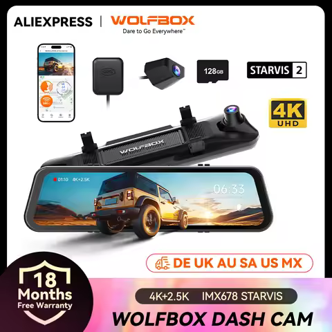 WOLFBOX G900 PRO Dash Cam 4K+2.5K Car DVR Voice Control 5GHZ WI-FI and GPS Video Recorder Front and 
