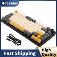 K82 Gaming Keyboard with Media Knob, Hot-Swappable Mechanical Keyboard Wired,  Blue Switch Key Cable