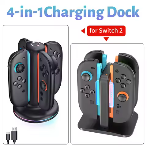 4-In-1 Charger Station For Switch 2 Joy Con Accessories Switch2 Joycon Controller Stand Fast Chargin