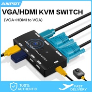 VGA/HDMI KVM Switch 2 in 1 out VGA+HDMI to VGA Switch for PC Share Mouse Keyboard
