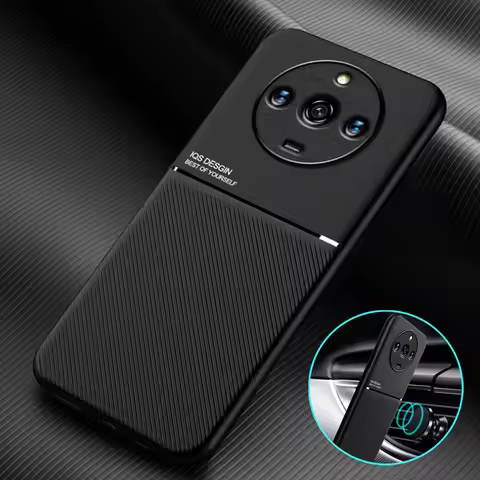 For Realme 11 Pro Plus Case Leather Texture Magnetic Holder Phone Case For Realme 11 11Pro+ 5G Silic