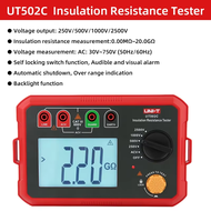เครื่องวัดระยะทางดิจิทัล2500V เครื่องทดสอบความต้านทานฉนวน UT502C UT501C UNI-T เครื่องวัดระยะทางเมกะม
