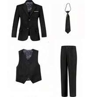 Tween Boy Suits 4-Pieces Suit Set Tuxedos Dresswear Ring Bearer Outfit Wedding Blazer Vest Pants Tie