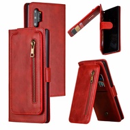 Flip Case Samsung Galaxy Note 10 Plus S10 Plus S9 Plus S8 Plus Note 9 Note 8 S7 Edge A20S Multi Card Zipper Case Cover