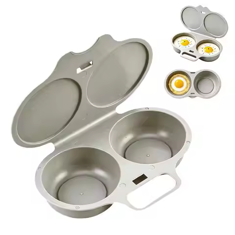 Microwave Egg Poacher Egg Cooker Quick Breakfast Egg Maker Double Egg Cooker Mold Non‑Stick Easy Cle