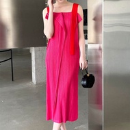 Miyake High-end Pleated French Casual Vacation Style Japanese Strap Dress #1878 #1878P