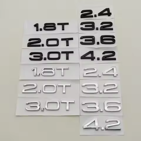3D ABS Logo 1.8T 2.0T 3.0T 2.4 3.2 3.6 4.2 Emblem Letters Badge Car Fender Side Decal Rear Trunk Sti