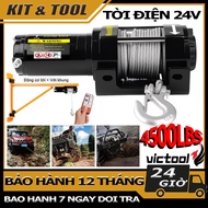 【Upgraded】24V Electric Winch, 4500LBS Rescue Winch, steel electric cave - Strong Force 1590KG