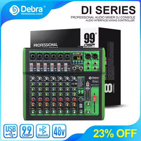 Debra DI pro Mixer Audio for Home Karaoke Live Broadcast Recording Studio with 99 DSP Digital Effect
