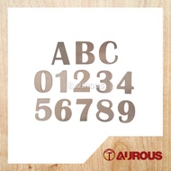 60MM 80MM STAINLESS STEEL SILVER NUMBER & ALPHABET HOUSE NUMBER PLATE (ABC / 0-9)
