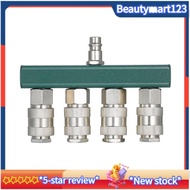 【BM】1 Piece Air Compressor Splitter  Air Hose Fittings with 4 Couplers &amp; 1/4Inch NPT Plug 1/4Inch NPT Air Fitting Coupler
