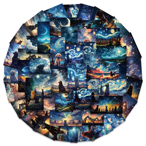 50-Piece Dreamy Starry Sky Stickers - Waterproof DIY Decorative Decals for Notebooks, Laptops, Journ