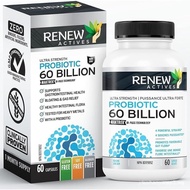 Renew Actives Probiotic Supplement for Digestive Health 60 Billion CFU per 2 Capsules - Advanced For