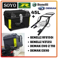 SOYO 45L Box+Rapido Monorack ABS TOP BOX  with Rack Benelli RFS150i/VZ125i Demak Evo Z 110 / EX90