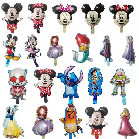 10/50pcs Mini Cartoon Balloons Mickey Minnie Princess Stitch Balloon Baby Shower Boy Girl Birthday P