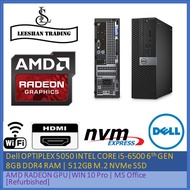 [CAD/Gaming/Photoshop] Dell OptiPlex 5050 Intel i5-6th Gen 8GB RAM 512GB NVme AMD GPU Win10 Pro, MS 
