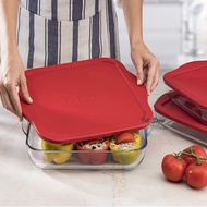 Borcam 1.95L Square Glass Roaster with Plastic Lid / Food Storage Container / Bakeware