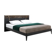 INDEX LIVING MALL เตียงนอน รุ่นอริสโต (พื้นเตียงทึบ) ขนาด 6 ฟุต - สีดำ/หินอ่อน