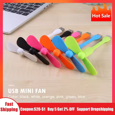 Mini USB Fan Flexible Bendable Fan For Power Bank Laptop PC AC Charger Portable Hand Cooling Fan For