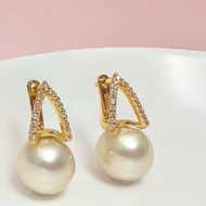 金珠 天然海水珍珠 南洋金珠 純銀 耳扣
