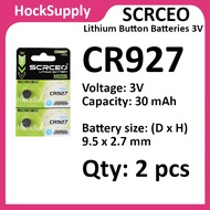[2pcs] SCRCEO CR927 Lithium Cell Button Battery 3V
