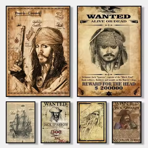 Classic movie P Pirates of the C-Caribbean Poster Wall Art Print Poster Decorative Mural Modern Home