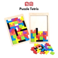 Tokorecehofficial Wooden Tetris Puzzle Toy Chunky Puzzle Geometry Shape Stacking Puzzle Tetris Games