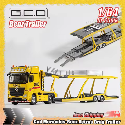 In Stock Gcd 1:64 Mercedes-Benz Actros Drag Head Telescopic Plate Simulation Alloy Die-Cast Model Cu