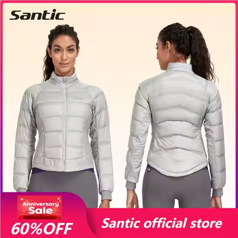 Santic Women Cycling Jackets for Winter Keep Warm Windproof Cycling Down Reflective Jacket Mountain 