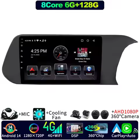 BT 5.0 DAB DSP Carplay GPS Radio Android 14 For Hyundai i20 GB IB 20 21 22 23 24 25 RHD AHD1080P QLE
