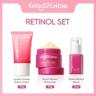 【3 ชิ้น】Glad2Glow  Moisturizer มอยเจอไรเซอร์ + Serum เซรั่ม / Sunscreen กันแดด SPF30 PA++  ทำความสะอ
