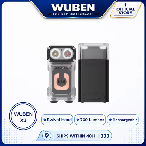 WUBEN X3 Lightok 700 Lumen Wireless Charging Swivel Head EDC Flashlight Red White Light Charging Box
